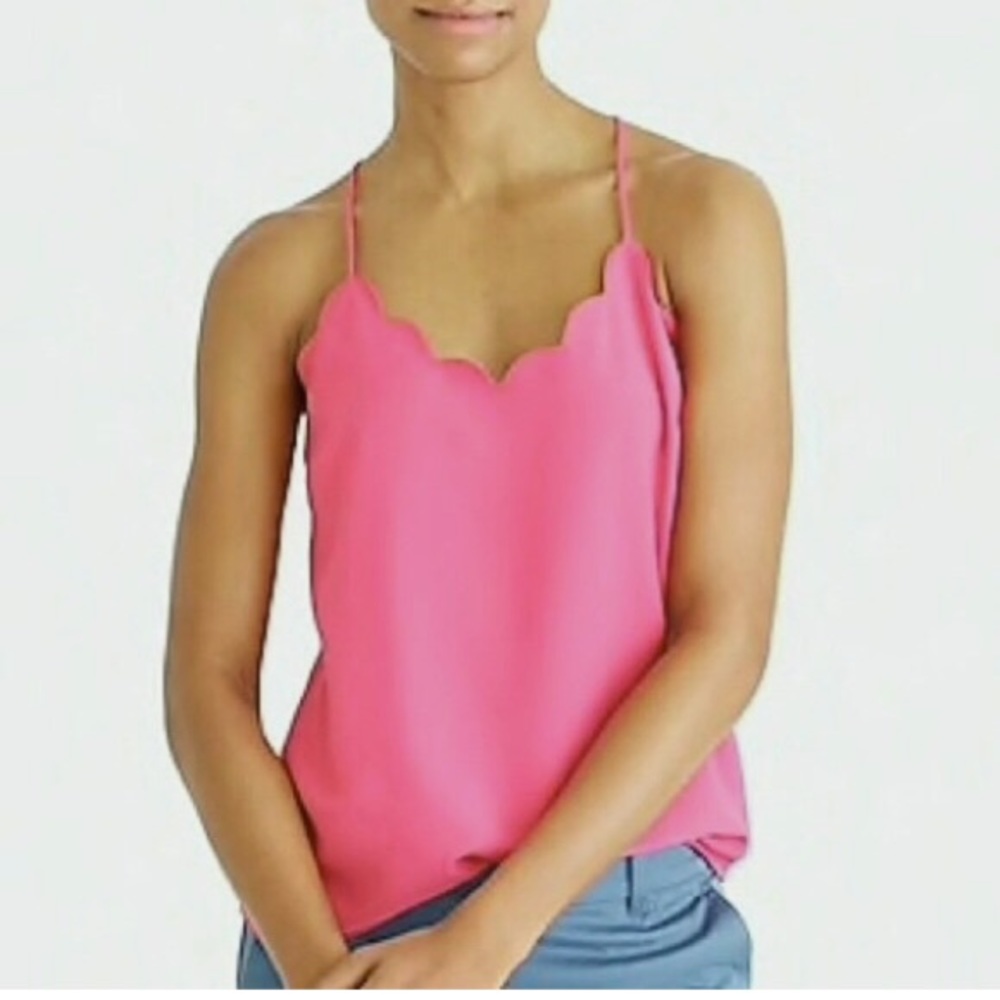 J. Crew Barbie Pink Scalloped Camisole Tank